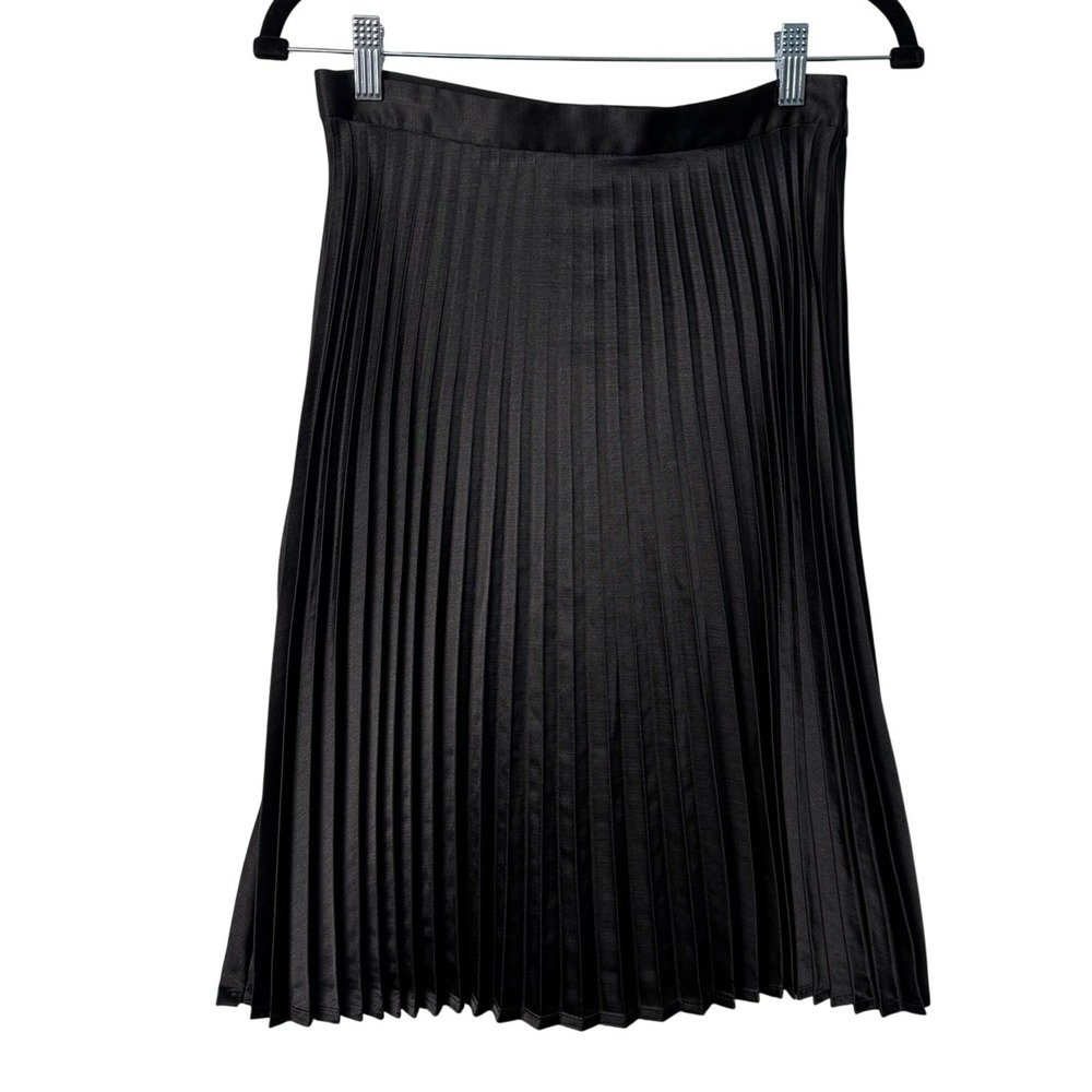 Gap Black Pleated Midi Skirt Size 6P Petite NWT Satin Finish Career Party